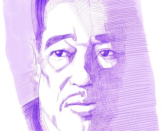 Duke Ellington, Portrait Print, 8" X 10". Hand-signed by artist.