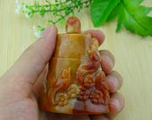Certified Red Jade Snuff Bottle Handmade Pixiu Carving Type A Jadeite S-059-1