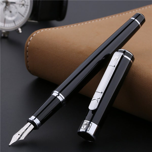 Personalized Picasso 902 Gentleman Fountain Pen Black Silver Trim, Engraved Signature Pen Executive Pens