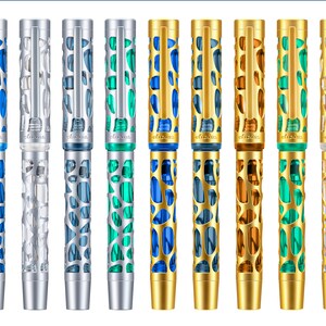 Asvine V169 skelet vacuümvuller vulpen, waterdruppel holle acryl etui set, EF/F/M penpunt