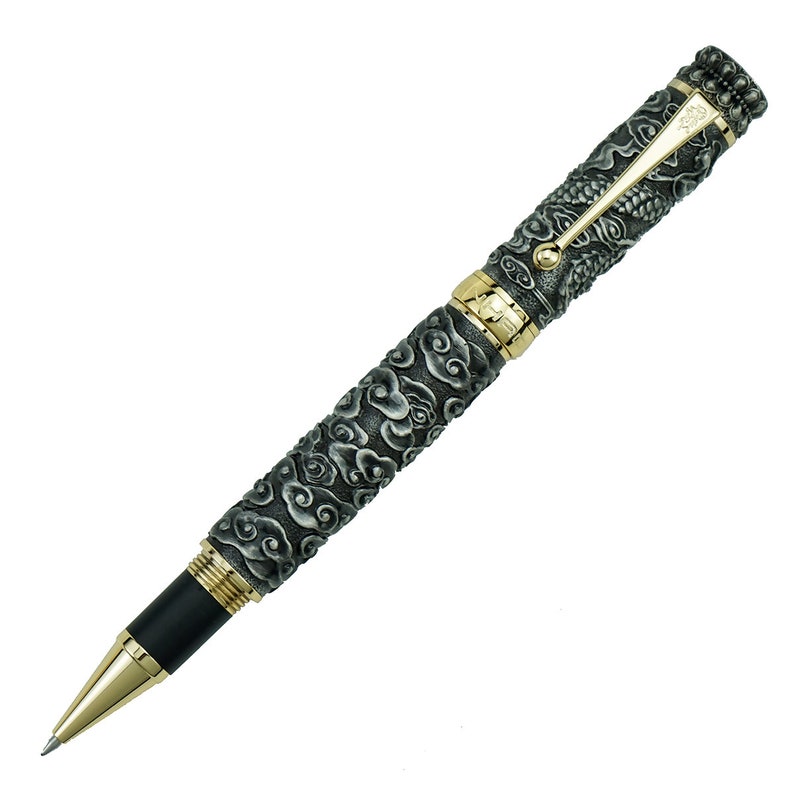 Jinhao Dragon Totem Tintenroller – Goldfarben, Mit Stifttasche, 145 G Schwerer Premium-Rollerball
