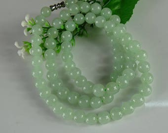 Collana In Giada Naturale Verde Chiaro Con Perline A Riso – Chiusura Argentata – Lunghezza 45cm (5x8mm) - Foto 6