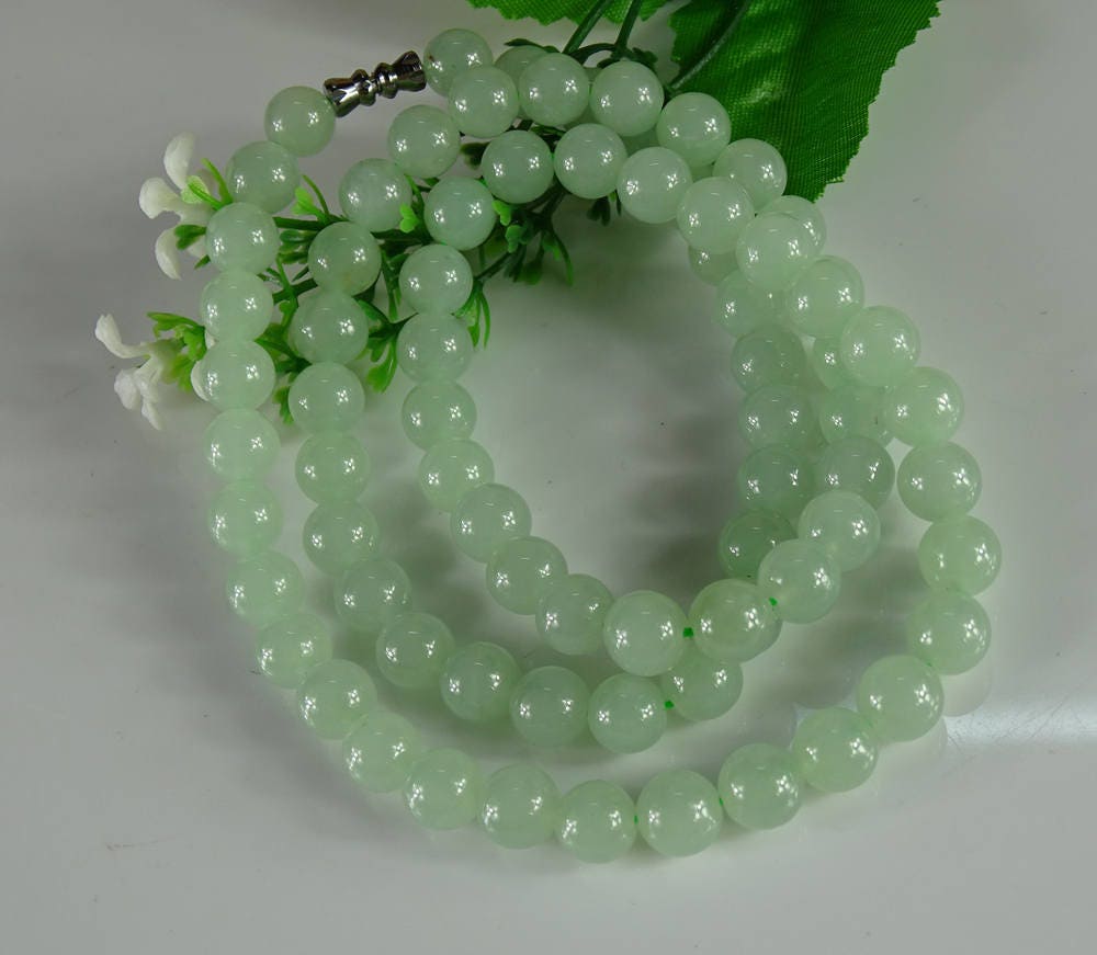 Jade Jadeite Beads Necklace Certified Icy Green Handmade Untreat A