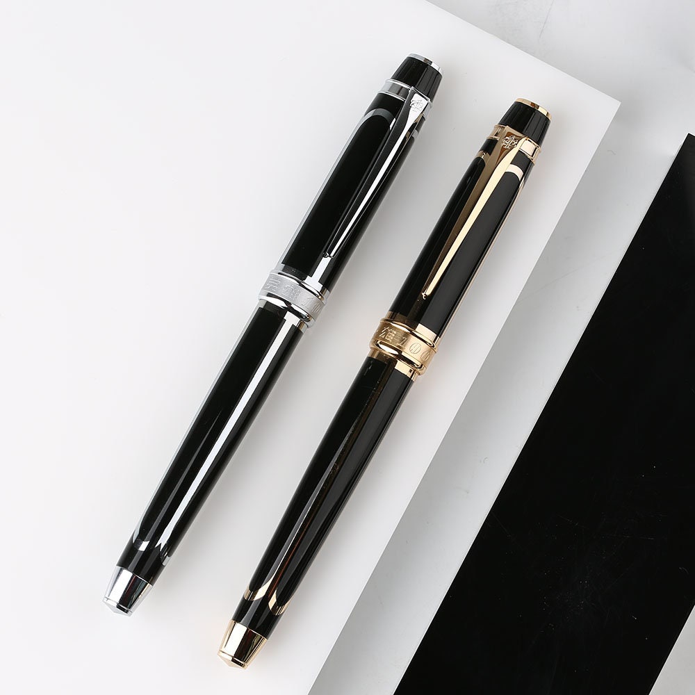 Hero Classic 100 14K Solid Gold Nib Fountain Pen, Gold/ Silver