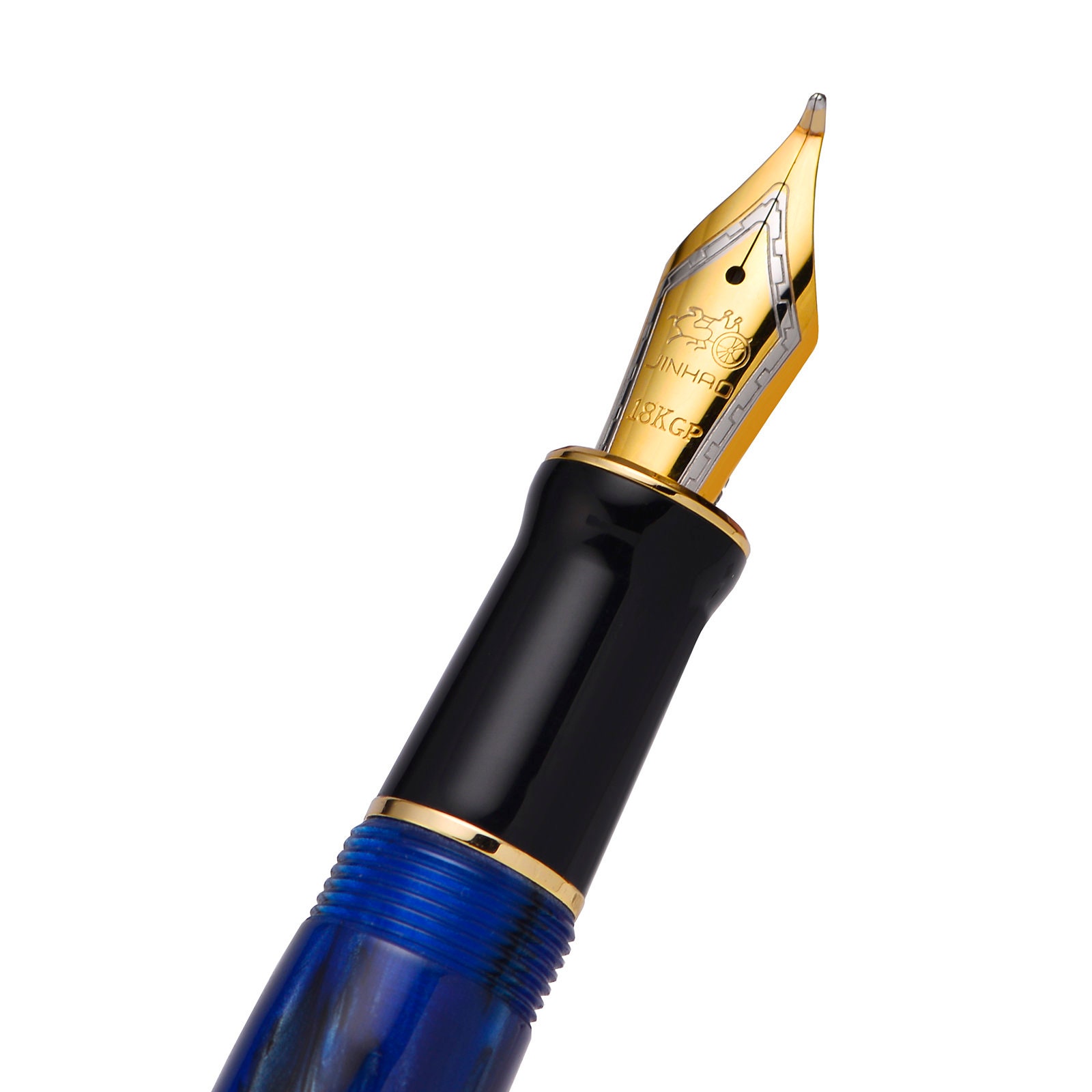 Aaronic ltd Fountain Pens Fountain Pen Calligraphy Pen Classic JinHao 85  Metal Fountain Pen Blue Spin 0.38mm Stationery Office Supplies Golden Ink  Pen