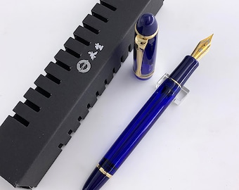WingSung 699 Vaccum Filling Fountain Pen, Acrylic Gold Clip Writing Pen,  Extra Fine/Fine/ Medium Nib/ Bent Nib Gift