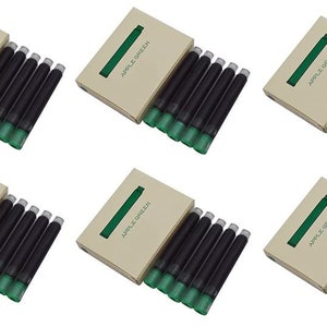 Jinhao Fountain Pen Ink Cartridges, International Standard Size, Set of 30 Refill Ink Cartridges, 2.6 mm Bore Diameter Green