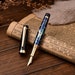 Personalized Hongdian 1837 Metal Fountain Pen Hand-Drawing Magpie on Blue Background, EF/F/Bent Nib Collection Gold-plated Pen 