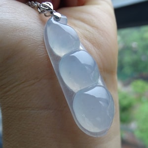 Certified Icy Transparent Jadeite Pendant Peapod Grade A Jade P-387-1