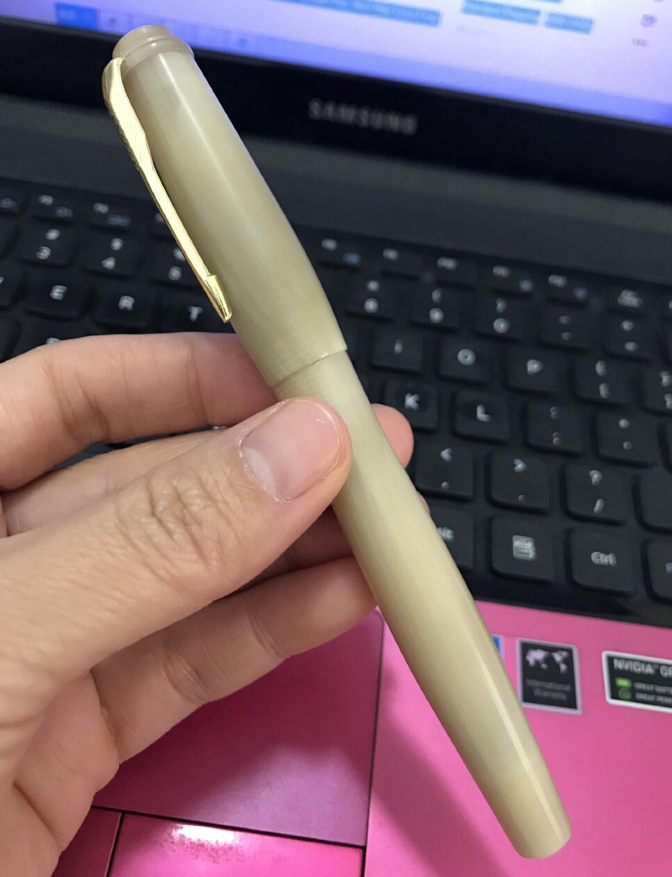 HERO Handmade Natural Horn Fountain Pen - Exclusive High-End Gift Collection With Gold Trim