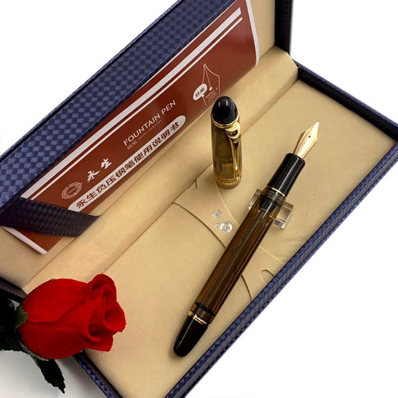 New Color Wing Sung 699 Blue Vaccum Filling Fountain Pen Golden Clip EF//F//M Nib
