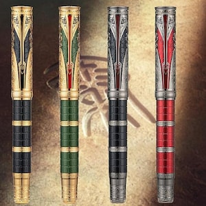 Hongdian D5 Qin-vulpen, gegraveerde Chinese stijl retro zuigerpen Schrijfcadeau iridium EF/F-punt