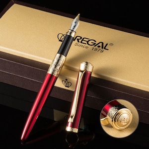 Regal 35 Red Dragon Phoenix Stylo plume, Iridium Medium Nib Gift Writing Pen