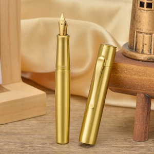 Hongdian M2 messing zakpen vulpen, EF/F/M-punt korte schrijfpen