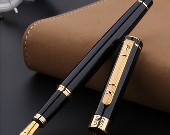 Stylo plume personnalisé Picasso 902 Gentleman Black Gold Trim, stylo signature gravé personnalisé, cadeau d'écriture