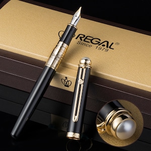 Regal 19 Black the British Museum Commemoration Fountain Pen, Iridium Medium Nib Gift Writing Pen