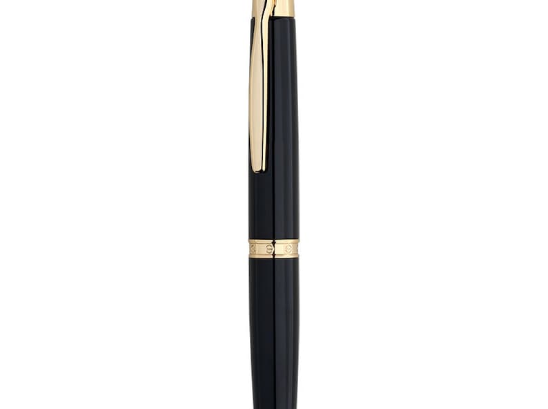 New Majohn A1 Fountain Pen, Brass Press Retractable Pen with Clip Office Ink Pen Black
