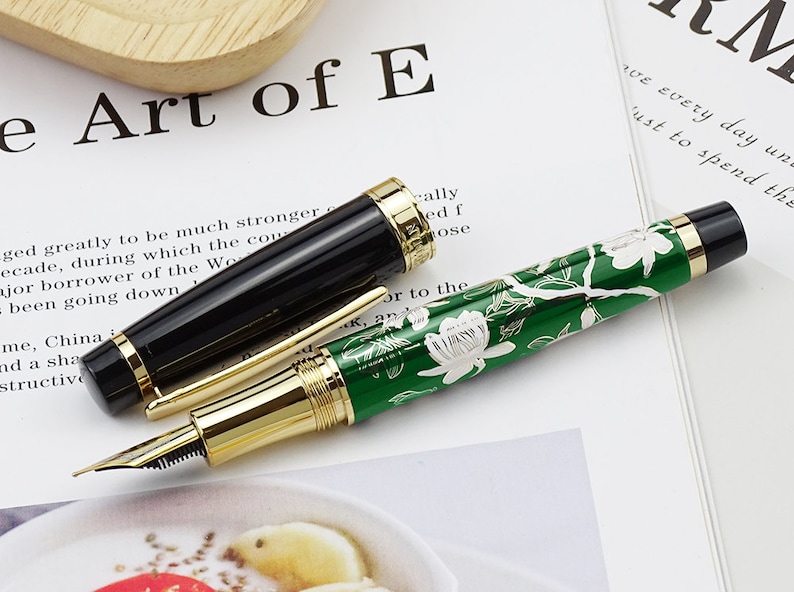 Personalized Hongdian 1837 Fountain Pen Handdrawing Green Etsy