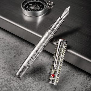 Penna stilografica in argento Hongdian WA35, convertitore pennino EF/F in iridio, regalo per scrivere