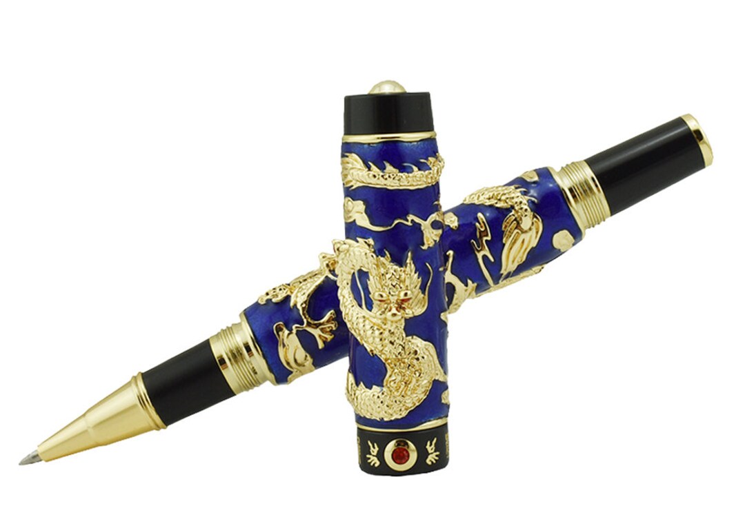 Top Luxus JINHAO Stift Einzigartige Double Dragon Prägung Metall Roller Kugelsch - 8