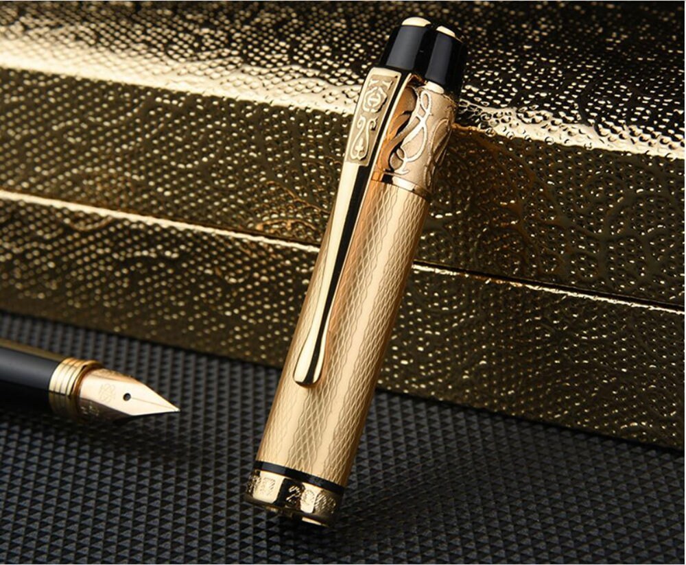 HERO 200B 14K Gold Fountain Pen, High-end Fine Nib Black Classic