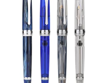 Stylo plume PENBBS 456 pour remplissage sous vide, étui cadeau pour stylos plume en acrylique transparent iridium F