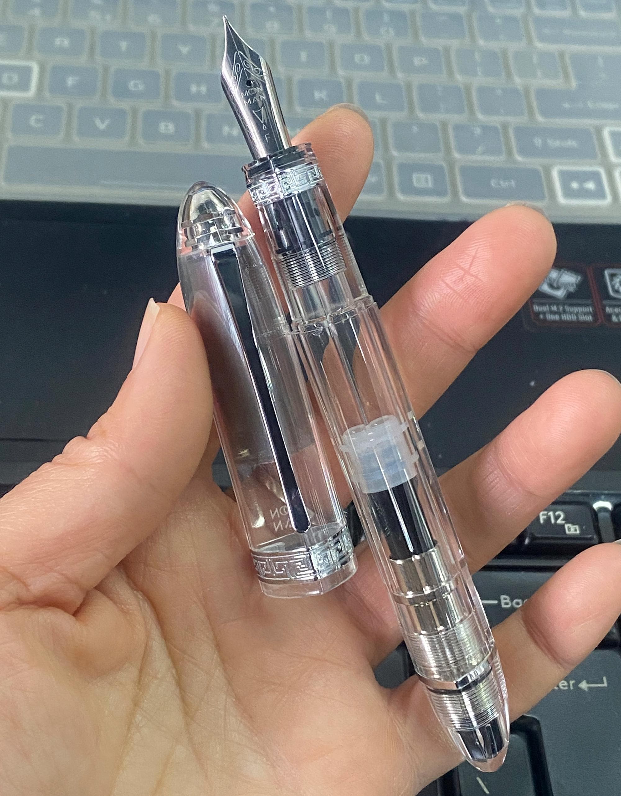 Penna Stilografica A Pistone Di Alta Qualà Trasparente Bianco Proiettile Ago 0.38mm 0.5mm - Foto 5