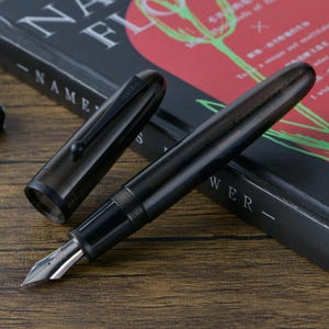 Penna stilografica Jinhao 9019 Dadao, nero trasparente, pennino misura 8, grande capacità, convertitore in resina
