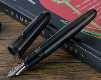 Stylo Plume Jinhao 159 Noir Brillant Avec Plume Large Argentée - Stylo D'Écriture Élégant