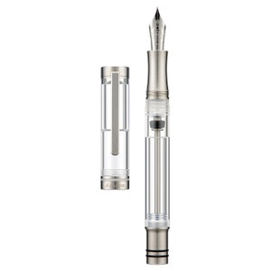 Asvine V200 titanium vulpen vacuümvulling, iridium EF/F/M-punt helder transparant acryl glad etui set