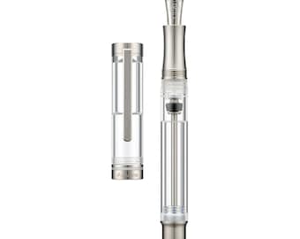 Asvine V200 Titanium Fountain Pen Vacuum Filling, Iridium EF/F/M Nib Clear Transparent Acrylic Smooth Writing Pen Case Set