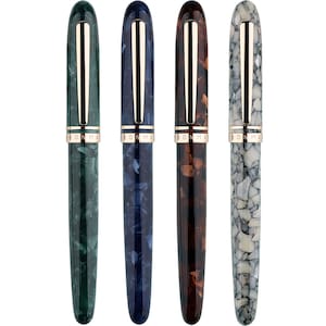 Majohn M200 acrylvulpen, SCHMIDT iridium fijne penpunt, vintage pennen met gouden clip, signature-etuiset