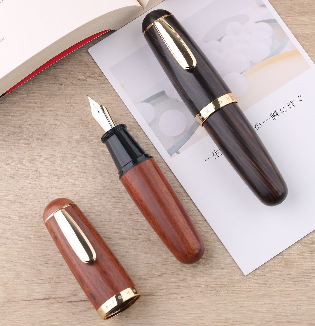 Majohn Q1 Wood Fountain Pen, Rosewood/ Ebony Eyedropper Short