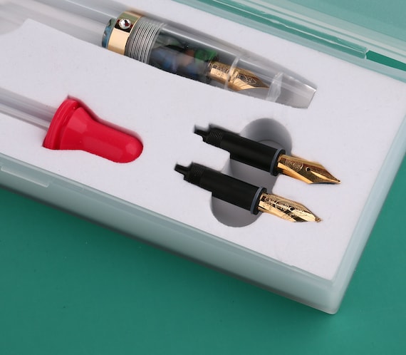 Tramol Acrylic Dropper Fountain Pen with Clip Clear Matte Body Ink Gift Pen 