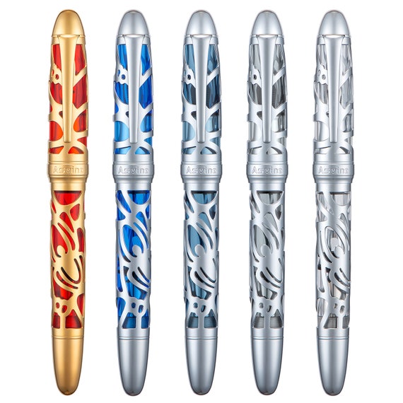 Asvine P80 Piston Filling Fountain Pen EF/F/M/B Nib, Spider Skeleton Transparent Acrylic Pen And