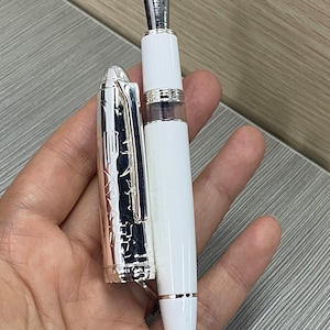 Hongdian N6 Weißer Harzkolben Füllfederhalter, EF / F / Lange Klingenfeder / Lange Messerfeder Klassischer Stift
