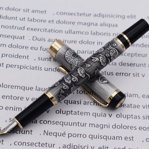 Jinhao 5000 Gray Dragon Fountain Pen, EF/F/M/Bent Nib Vintage Pens Calligraphy Pen