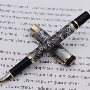Stylo plume Jinhao 5000 dragon gris, stylo calligraphie vintage EF/F/M/Bent Pens