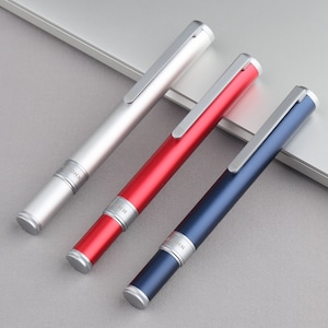 Majohn N1 aluminiumlegering vulpen, Iridium EF / F Penpunt, Rood / Blauw / Zilver Pocket Pen, Kalligrafie Pen met Inkt Cartridges