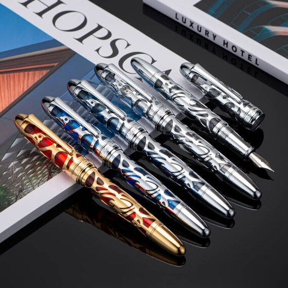 Stylo Plume Asvine P80 Squelette Araignée | Piston Acrylique Transparent - Pointe Extra Fine