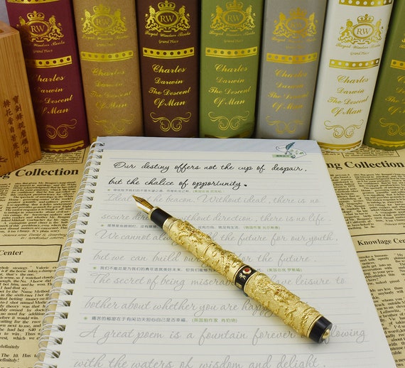 Jinhao Golden Dragon Fountain Pen, Iridium Ef/f/m/bent Nib