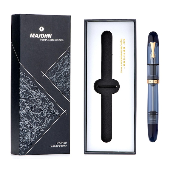 Majohn C4 Eyedropper Fountain Pen Blue Acrylic, EF/F/M Nib
