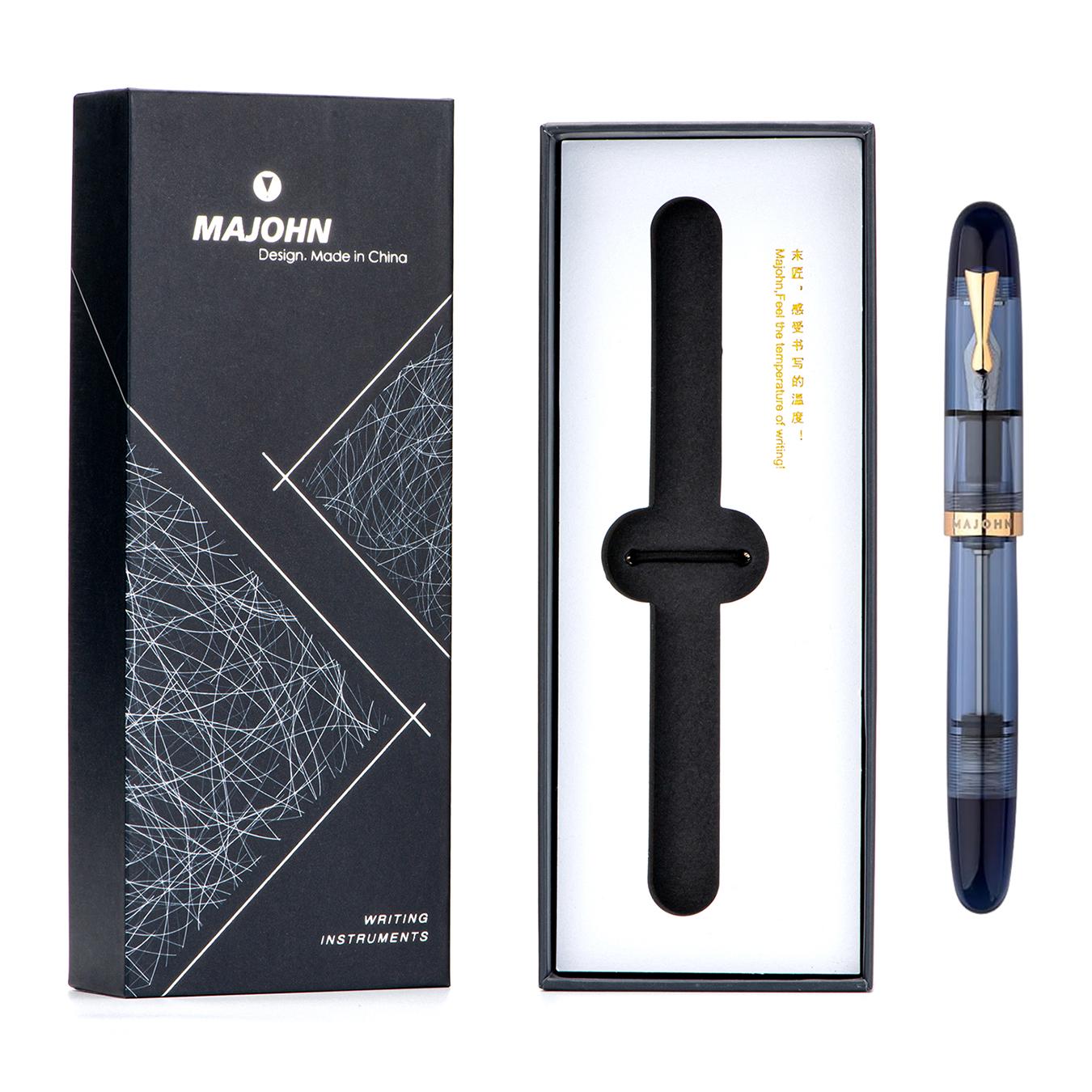 Majohn C4 Eyedropper Fountain Pen Blue Acrylic, EF/F/M Nib