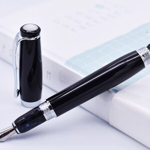 Duke Black Mentor Füllfederhalter, Mother Pearl Cap Top Kalligraphie Stift/ Rollerball Stift