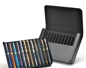 Leather Pen Case 48 Fountain Pen Case Gray Organizer Bag