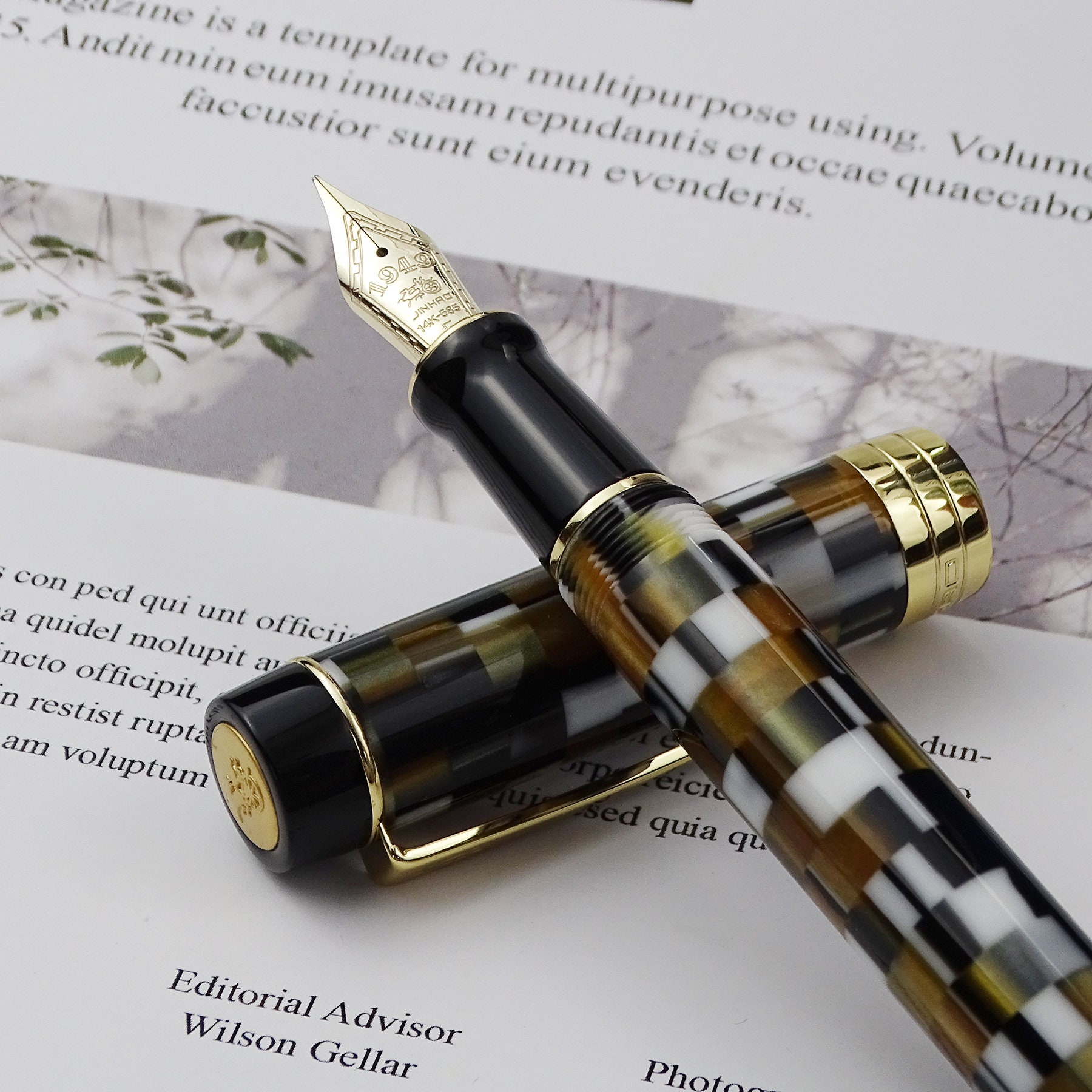 Jinhao 100 Centennial 14K Gold Fountain Pen Fine Nib Brown Etsy