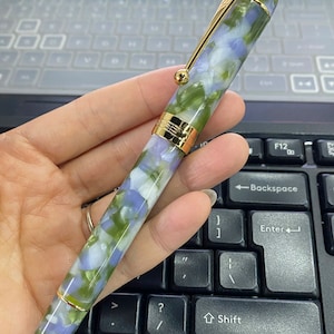Jinhao 100 Centennial Lila-grüner Harz Füllfederhalter, EF / F / M / Bent Nib Gold Trim Konverterstift Schreiben Geschenkstift