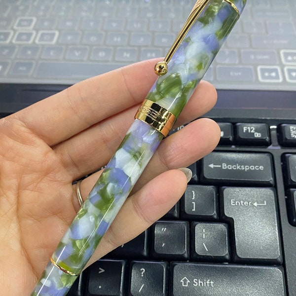 Jinhao 100 Centennial Purple-green Resin Fountain Pen, EF/F/M/Bent Nib Gold Trim Converter Pen Writing Gift Pen