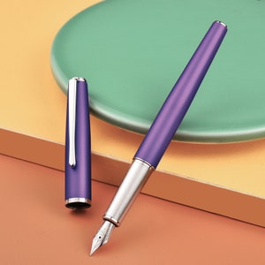 HongDian 920 Purple Metal Fountain Pen, Iridium Extra Fine / Fine Nib/ Medium Nib Classic Writing Pen Gift