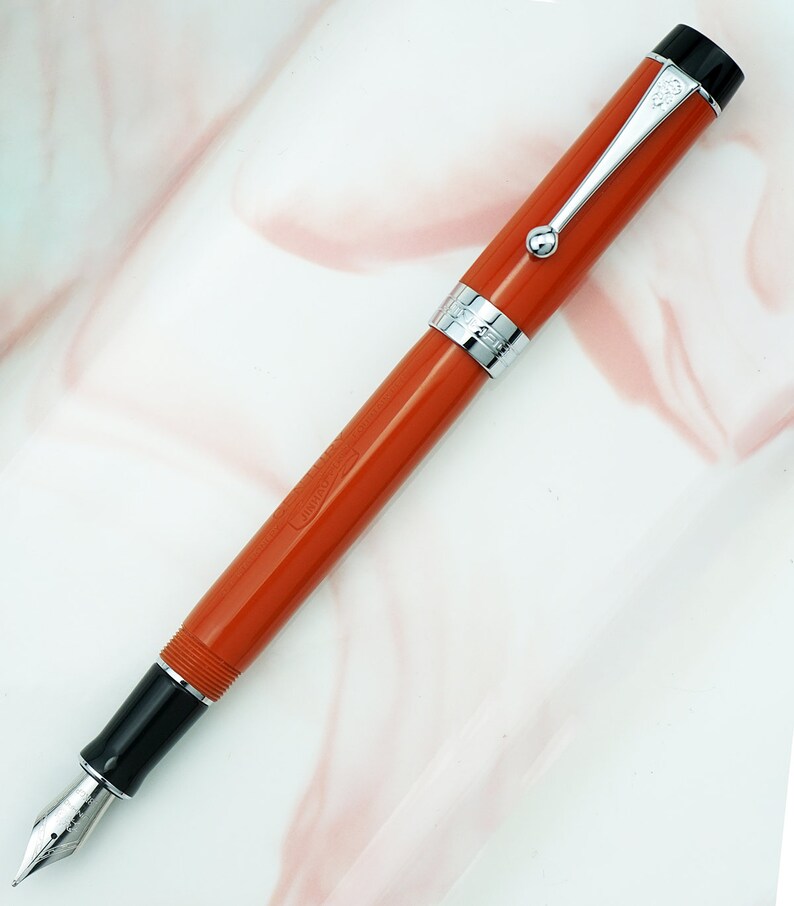 Jinhao 100 Centennial Orange Red Resin Fountain Pen – Fine Nib Stainless Steel – Gift